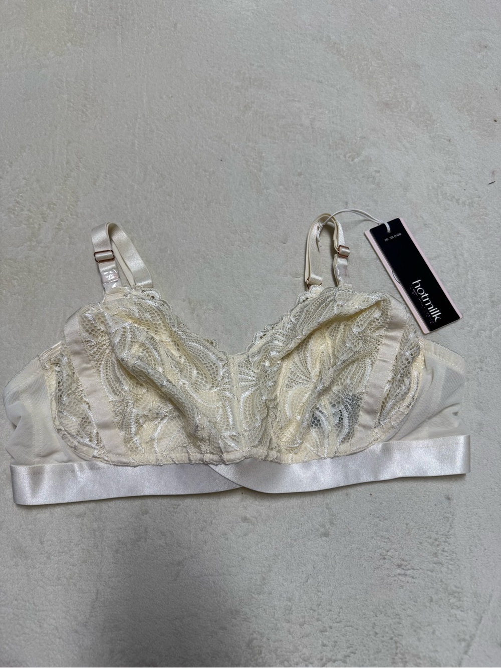 HOT MILK Cream Lace Nursing Bralette with Satin Band
